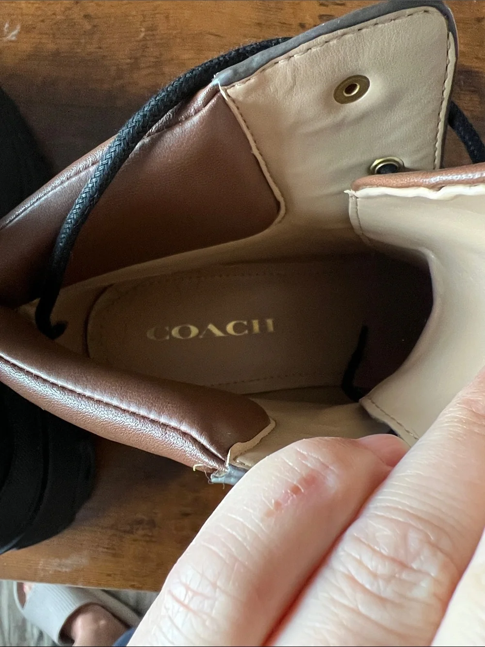Coach Brown Black Signature Lug Boot